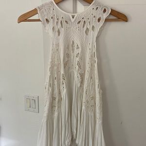 FREE PEOPLE White Lace Open Back Top
